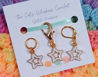 Marcador de punto de estrella: Marcador de progreso de crochet con esmalte