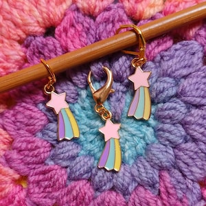 Marcador de puntos Shooting Star: Marcador de progreso de tejido a dos agujas y ganchillo esmaltado