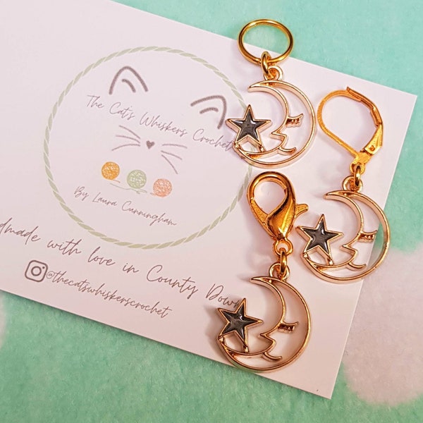 Moon Stitch Marker, Stitch Markers for Crochet, Stitch Markers for Knitting, Progress Keepers, Moon charm, moon gifts, stitch marker moon