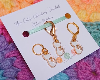 Stitch Marker White Cat, Crochet and Knitting Gifts, Crochet and Knitting Kit, Crochet and Knitting Accessories