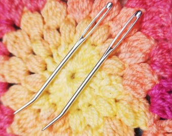 Set of 2 Bent Tip Yarn Needles, Large Eye Tapestry, Sewing Needles, Crochet Needles, Knitting Needles