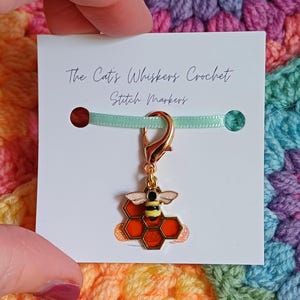 Stitch Marker Bee & Honeycomb, Crochet Gifts, Knitting Gifts, Crochet Kit, Crochet and Knitting Accessories, Zipper Pulls, Bag Charm image 11