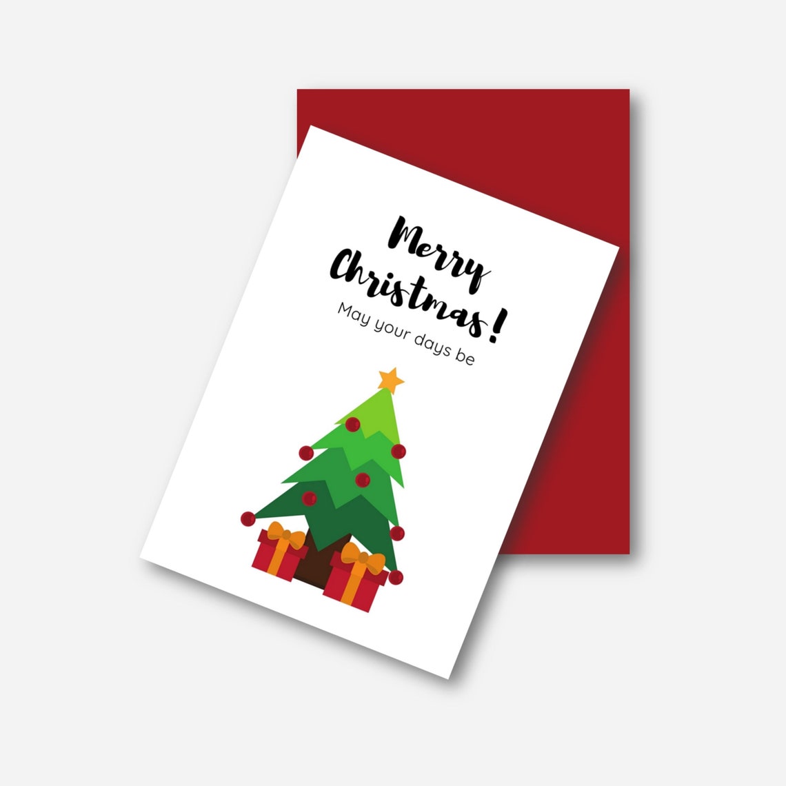 Printable Christmas Card &amp; Envelope Instant Download | Etsy