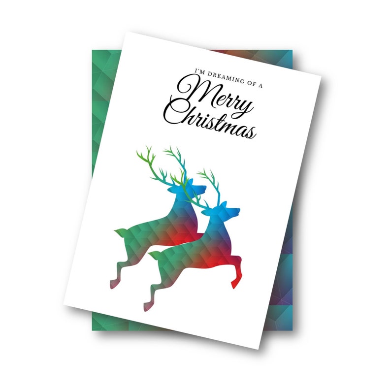 Printable Reindeer Christmas Card /& Envelope digital Christmas card printable files Instant Download Christmas card