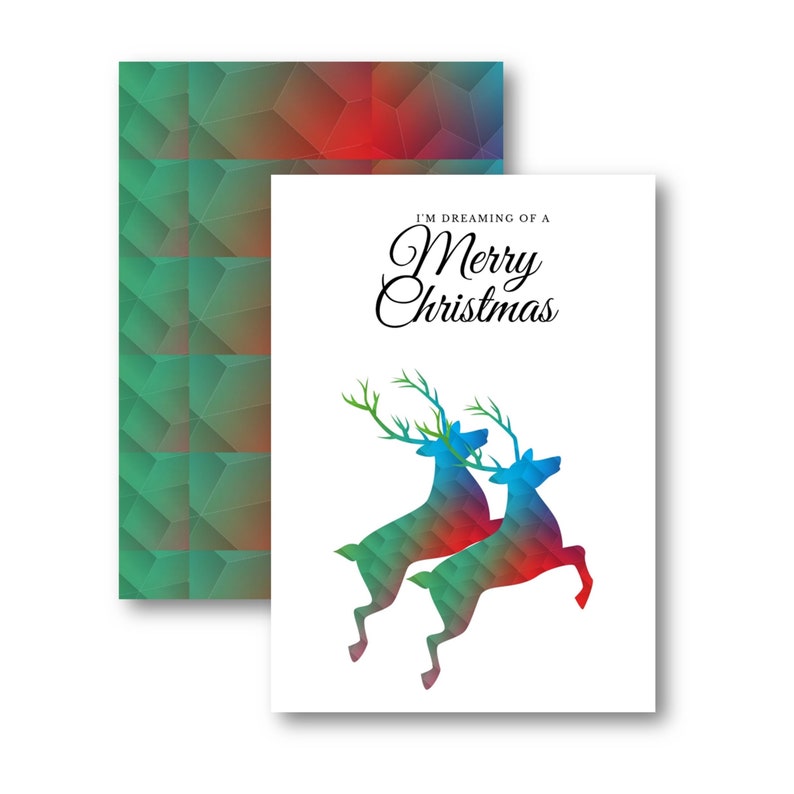 Printable Reindeer Christmas Card /& Envelope digital Christmas card printable files Instant Download Christmas card