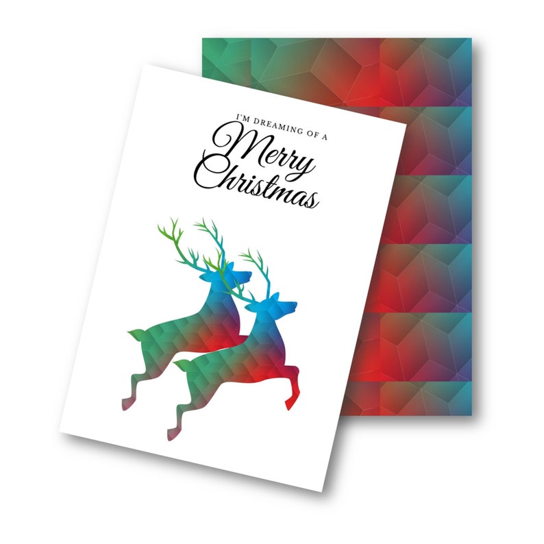 Printable Reindeer Christmas Card /& Envelope digital Christmas card printable files Instant Download Christmas card