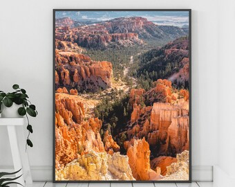 Wydruk pustyni, wydruk Bryce Canyon, pustynia Utah, wydruk parku narodowego, pomarańczowy wystrój, sztuka ścienna natury, sztuka ścienna Utah, fotografia pustyni