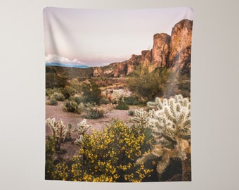 Desert Tapestry, Mountain Tapestry, Nature Tapestry, Cactus Tapestry, Pink Tapestry, Desert Sunset, Sunset Tapestry, Arizona Tapestry