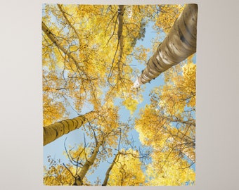 Tapeçaria de Aspen Tree, Tapeçaria Amarela, Foto de Mastro, Arte de Parede de Aspen Tree, Fotografia de Outono, Folhas Amarelas, Tapeçaria de Floresta, Foto de Outono