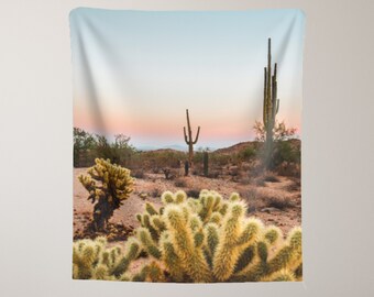 Tapiz del desierto, Tapiz de cactus, Tapiz de Arizona, Arte de Saguaro, Tapiz de puesta de sol, Tapiz de la naturaleza, Foto del desierto, Puesta de sol del desierto, Decoración de cactus