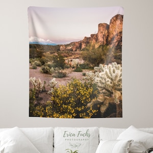 Desert Tapestry, Mountain Tapestry, Nature Tapestry, Cactus Tapestry, Pink Tapestry, Desert Sunset, Sunset Tapestry, Arizona Tapestry