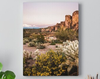 Desert Canvas Print, Desert Photography, Cactus Canvas, Arizona Wall Art, Landscape Photo, Desert Sunset , Mountain Art , Sunset Print