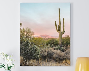 Impresión de lona del desierto, Arizona Sunset, Cactus Canvas, Arizona Wall Art, Desert Photography, Saguaro Decor , Desert Art , Saguaro Cactus