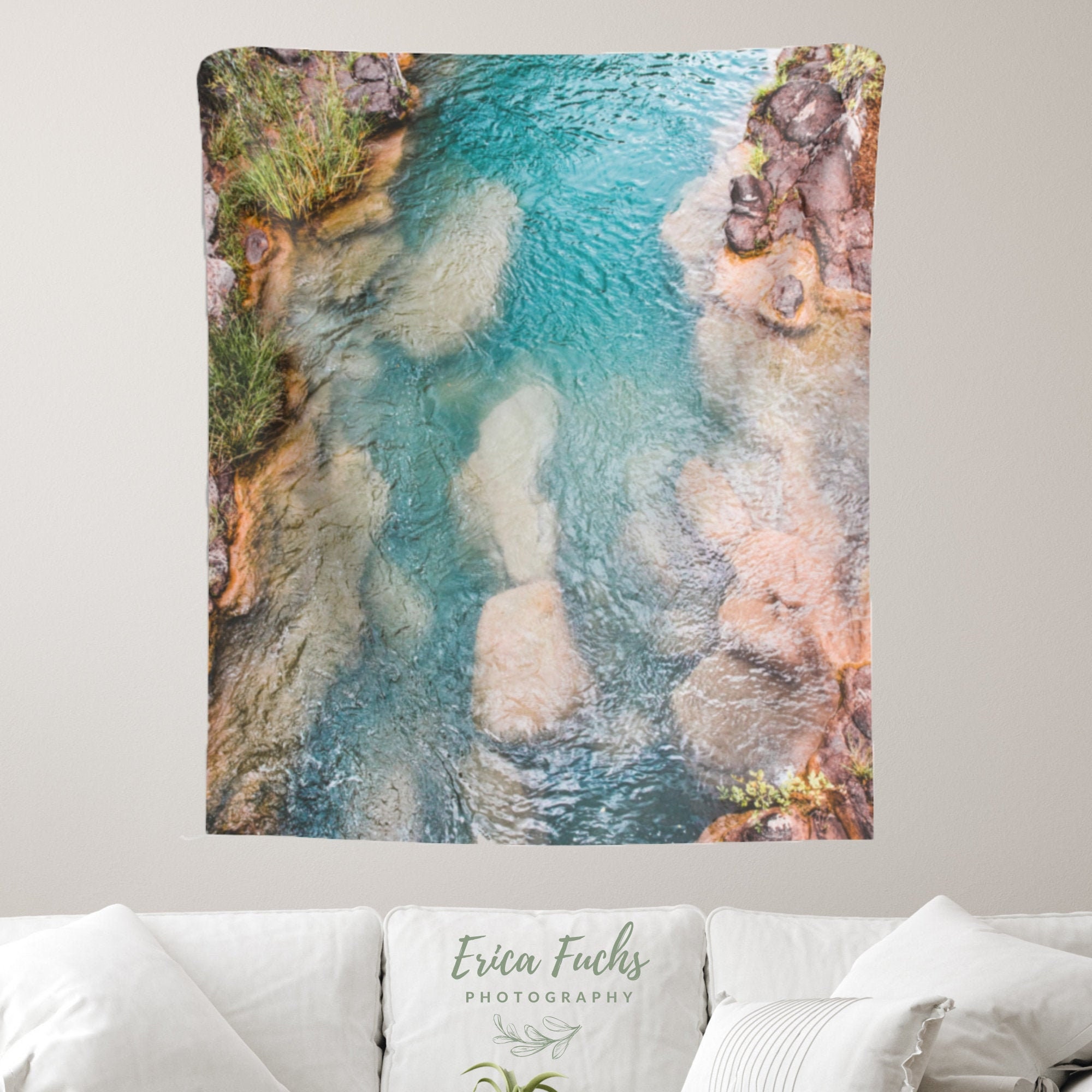 Water Tapestry, Nature Tapestry, Aqua Tapestry, River Photo, Blue 