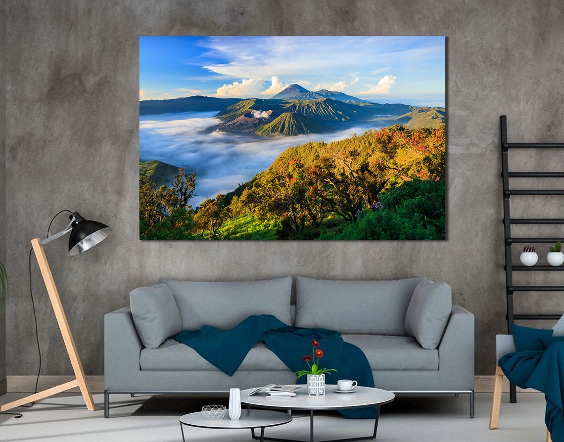 Mountain Landscape Canvas Art Print Mountain Wall Art Etsy