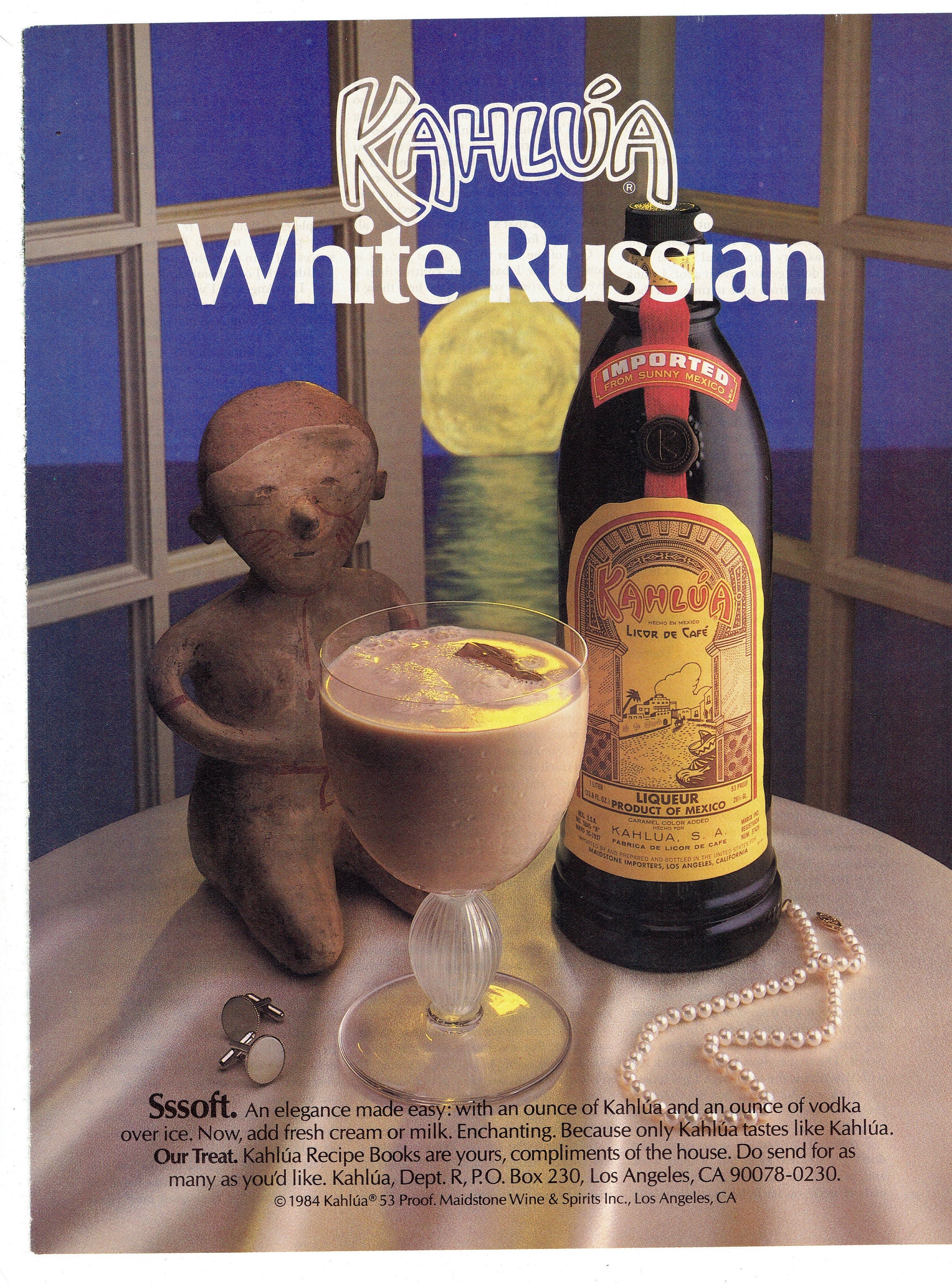 Original 1985 Full Page Magazine Advertisement for KAHLUA Mexican Coffee  Liqueur 8 X 11 Inches FREE Shipping 