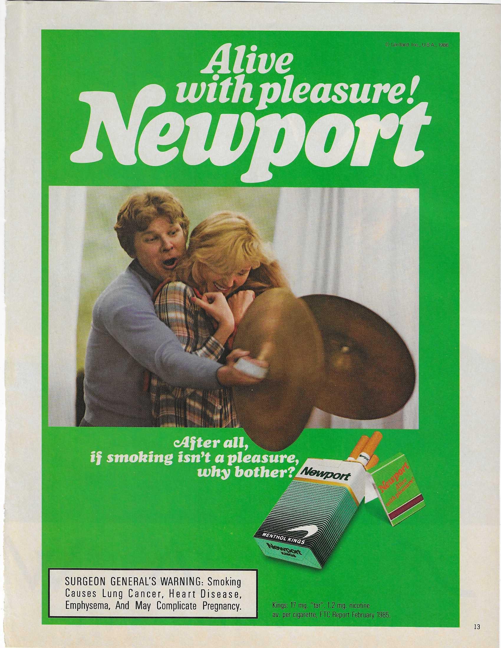 newport menthol nicotine mg per cigarette Original 1986 Full Page Magazine Advertisement for NEWPORT Menthol  Cigarettes 8 x 11 inches FREE Shipping!