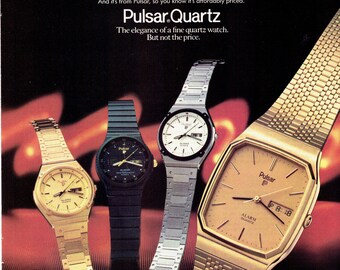 Original 1984 Full Page Magazine Advertisement for PULSAR QUARTZ Watches 8 x 11 inches FREE Shipping!