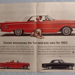 Original 1962 Two-Page Magazine Ad for 1963 Mercury Comet approx. 13 1/2 X 21 inches Great Shape Ships FREE!