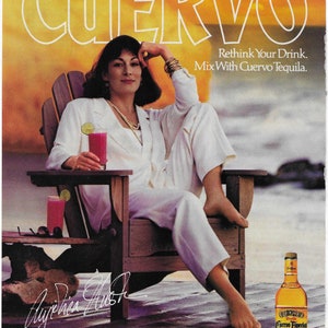Original 1988 Full Page Magazine Advertisement for JOSE CUERVO Especial Tequila Featuring Anjelica Huston 8 x 11 inches FREE Shipping!