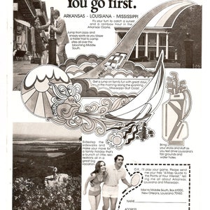 Original 1972 Full Page Magazine Ad for Middle South US Area Tourism and Travel 7 X 10 inches Ships FREE!