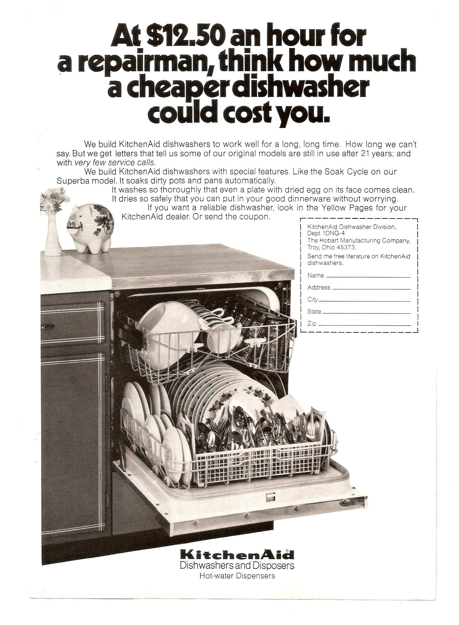 Original 1971 Full Page Magazine Advertisement for Kitchenaid