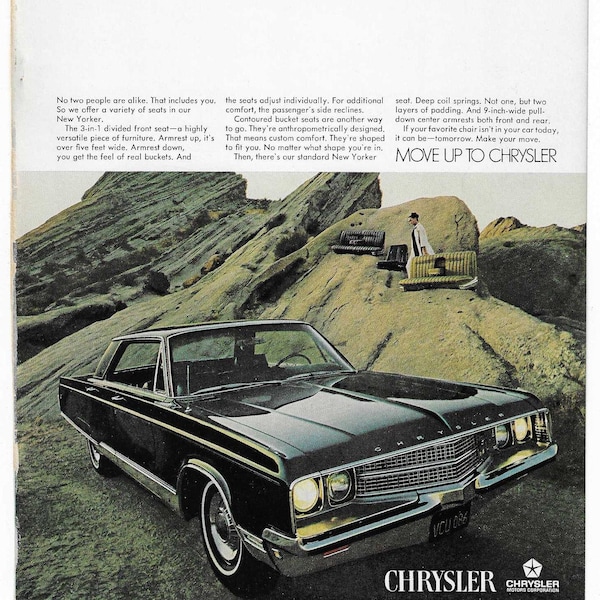 Original 1968 Full Page Magazine Advertisement for the CHRYSLER New Yorker 7 X 10 inches FREE Shipping