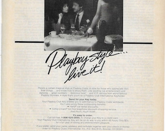 Original 1985 Full Page Magazine Advertisement For The PLAYBOY CLUB 8 x 11 inches FREE Shipping!