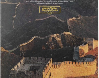Original 1987 Full Page Magazine Advertisement for Johnnie Walker Black Label Scotch 8 x 11 inches Beautiful Graphics FREE Shipping!