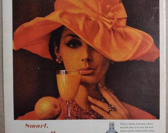 Original 1963 Full Page Magazine Advertisement for GILBEY'S VODKA 10 1/2 x 13 1/2 inches Ships FREE!
