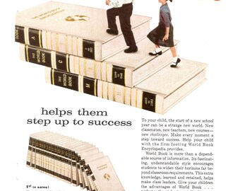 Original 1957 Full Page Magazine Advertisement for WORLD BOOK ENCYCLOPEDIA 7 x 10 inches Free Shipping