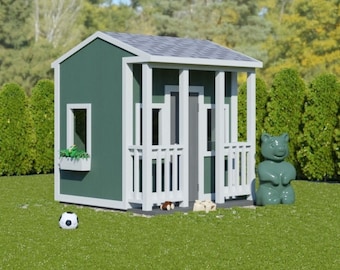CUBBY PLAYHOUSE PLANS /8x8 Kids Outdoor Wood Shelter Step/ by Step illustrated Project with Material list