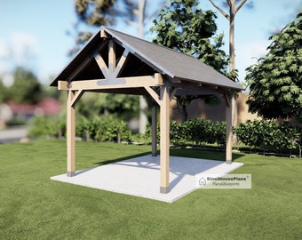 12'x16' Wood Gazebo Plan Post Gable 