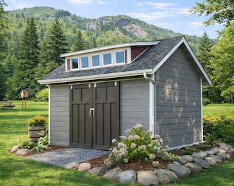 12'x16' Garden Shed Plans -Storage, Workshop Blueprints with Material List