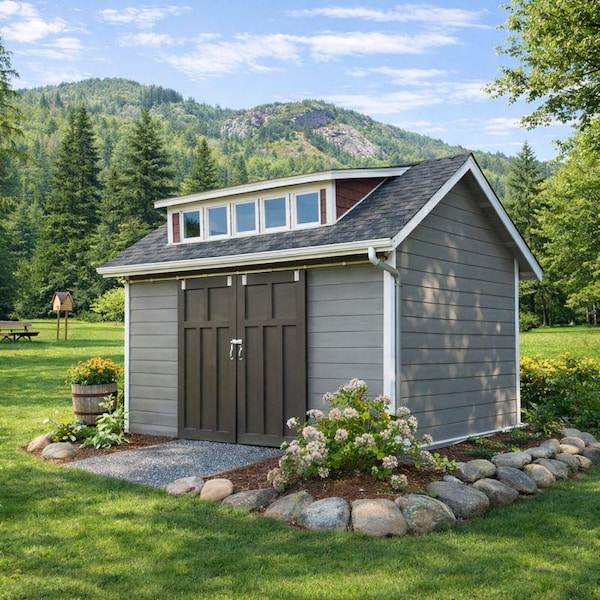 12'x16' Garden Shed Plans -Storage, Workshop Blueprints with Material List