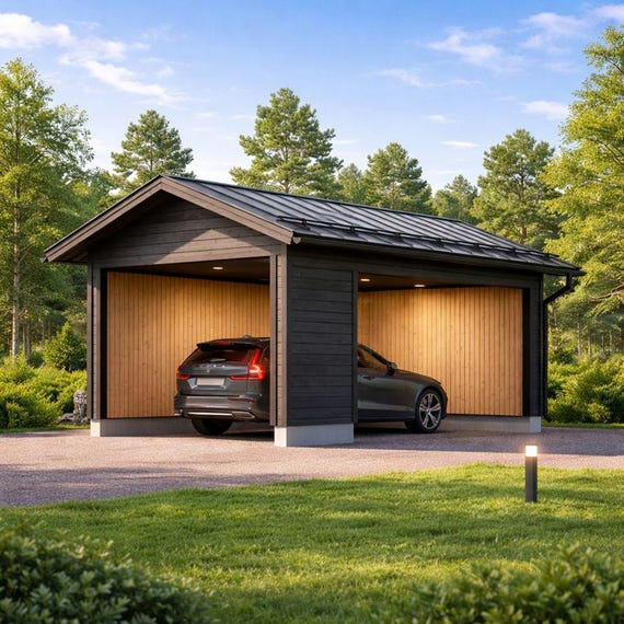 うーたん様……【木製屋根〈改〉】オーダー製作専用 12フィート×20フィートの木製カーポート設計図、切妻屋根の小屋型