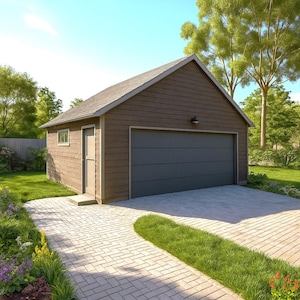 2 Car Garage Plans One Story 22 x 24 garage Building Blueprints