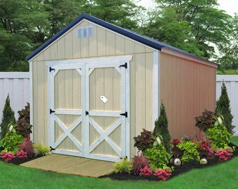 Wooden Shed Garden Plans 8x12 Storage Step by Step Building Blueprints