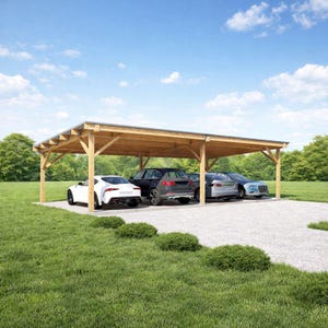 Planos de cochera para 4 autos, planos de pabellón adosado de 18' x 36'