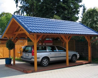 14x22 Outdoor Car Canopy Plans / Garden Gazebo Shelter DIY Blueprints with Material list