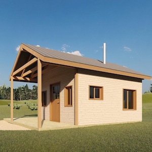 12x16 Small Cabin Plans with Porch: Framing Shed Project (PDF Download)
