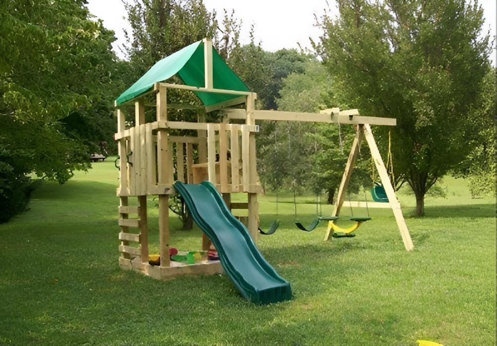 Kids Playhouse Swing Set Plans: DIY Woodworking Blueprints (PDF