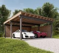 Modern Carport Plan: 2-Car Garage Pavilion Blueprints (PDF Download)