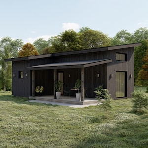 20 x 28 'plattegronden moderne kleine huisjes, architectonische blauwdrukken voor slanke cabine