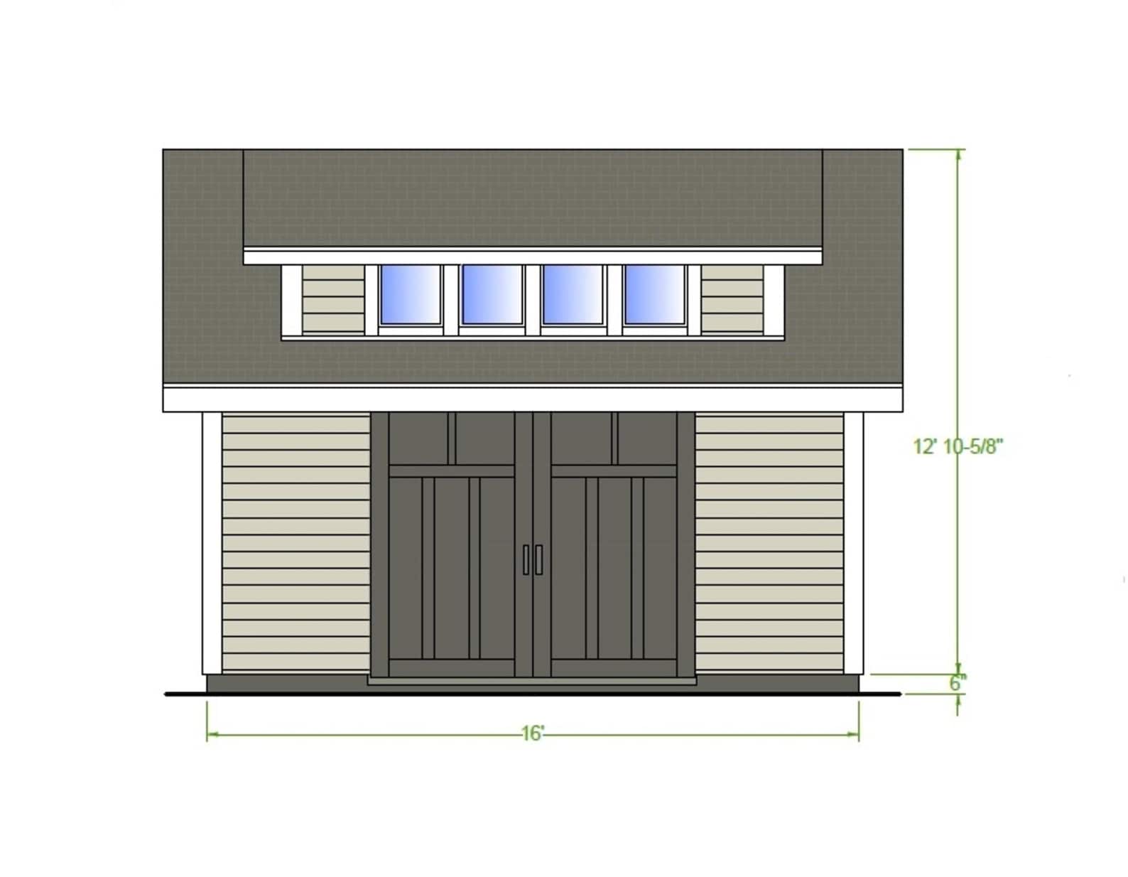 12x16 Garden Shed Plans Storage, House Blueprints With Material List Etsy