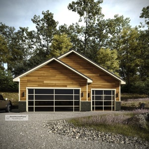 36 &#39;x 28&#39; Garage Plans, 3-Car Traditional Garage Architectural Blueprints PDF