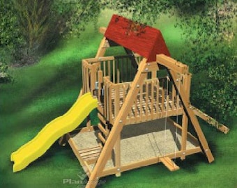 Playhouse Slide Plans DIY Children Outdoor Kids Swing/ Sandbox Wood Playground