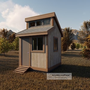 Shed Plans 8' X 8' Outdoor Garden Storage Blueprints with  Workbench Layout /Includes a List of Materials