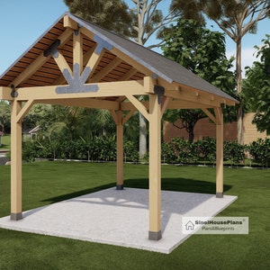 12'x16' Wood Gazebo Plan Post Gable 