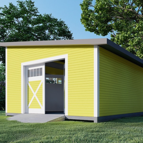 16'x20' Utility Garden storage, workshop, house, Shed Plans with Materials List, Easy to build Modern Garage Blueprints